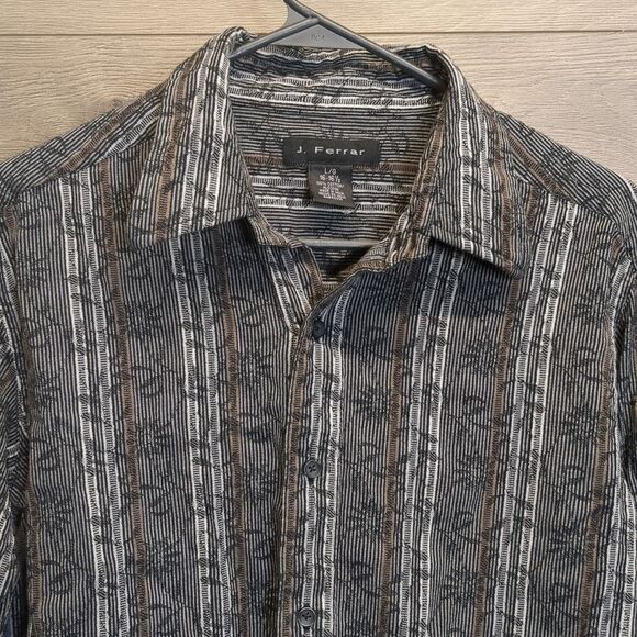 J Ferrar Button Down Striped Shirt Mens Size Large - Picture 2 of 8